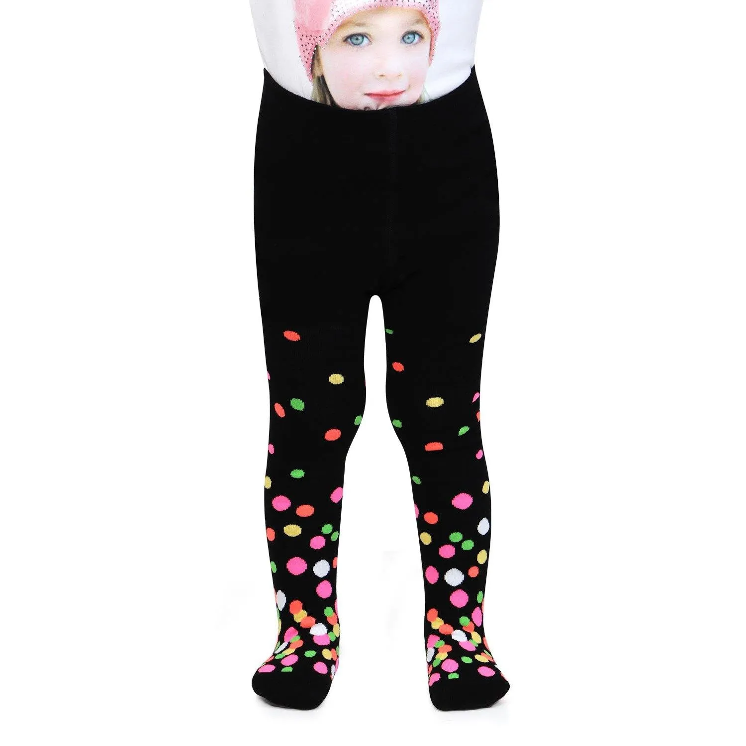 Barbie Cute Prints Knitted Tights for Baby Girls - Black