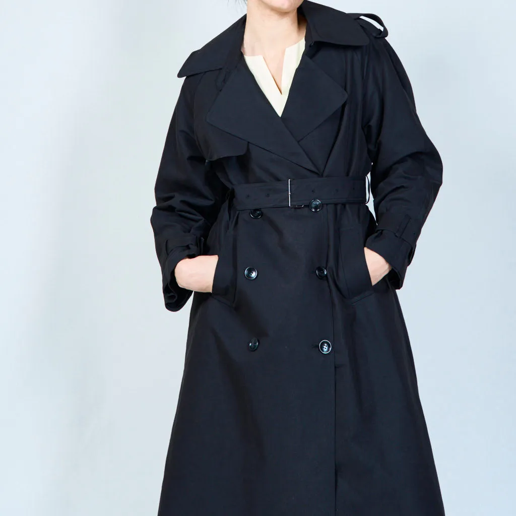 Belted double-breasted trench coat wholesale