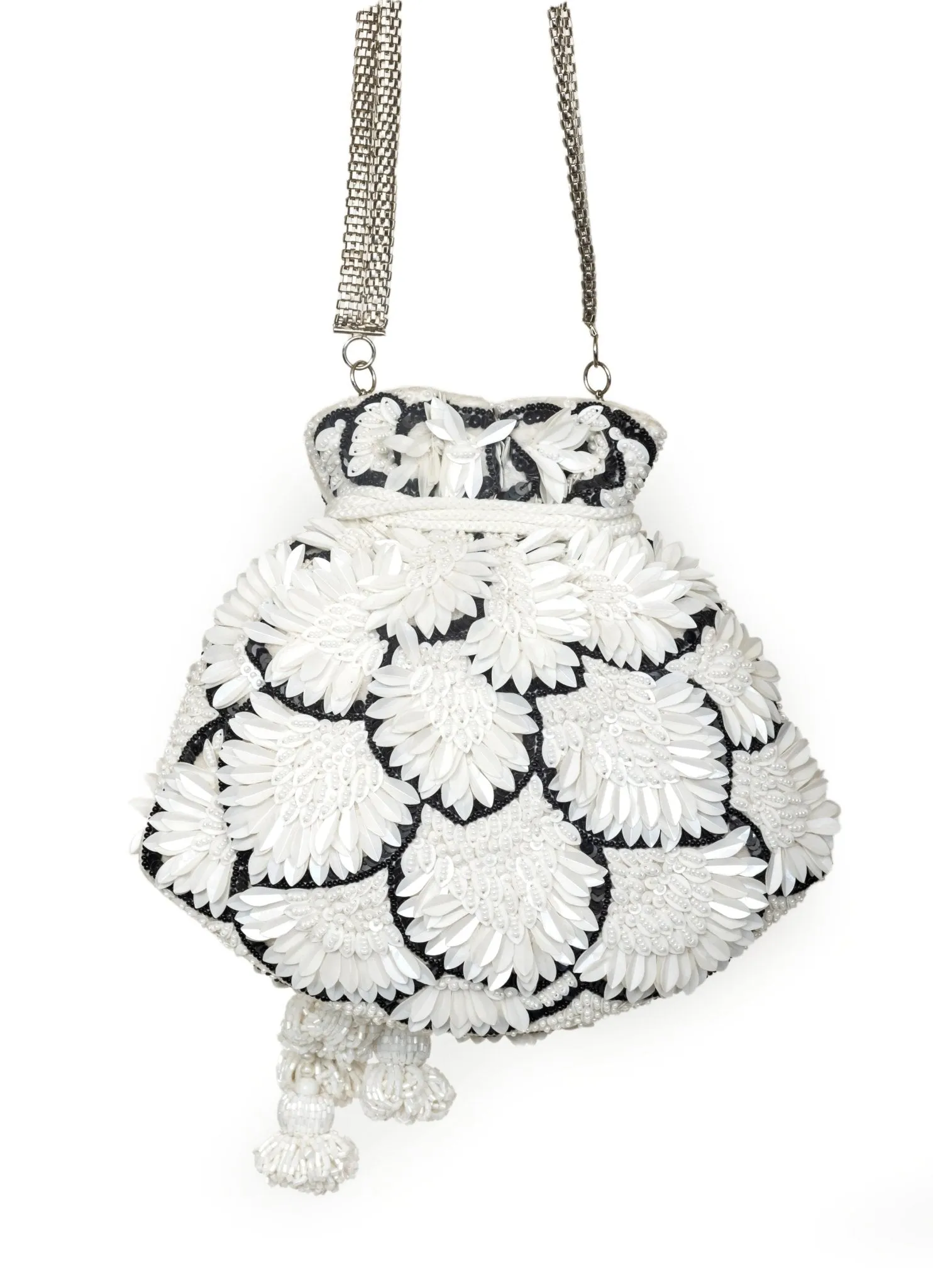 Black Floral Embellished Potli Bag