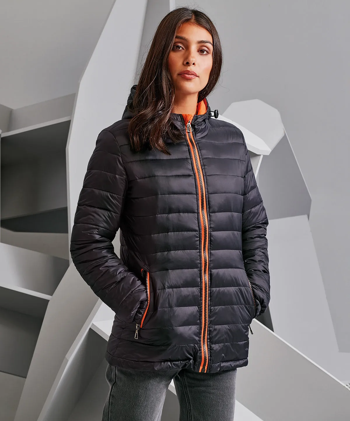 Black/Red - Women's padded jacket