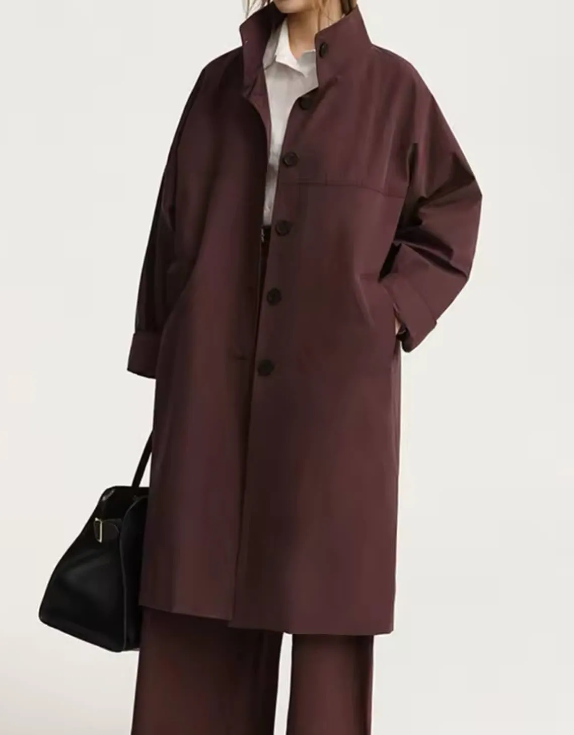 Burgandy Oversized Trench Coat