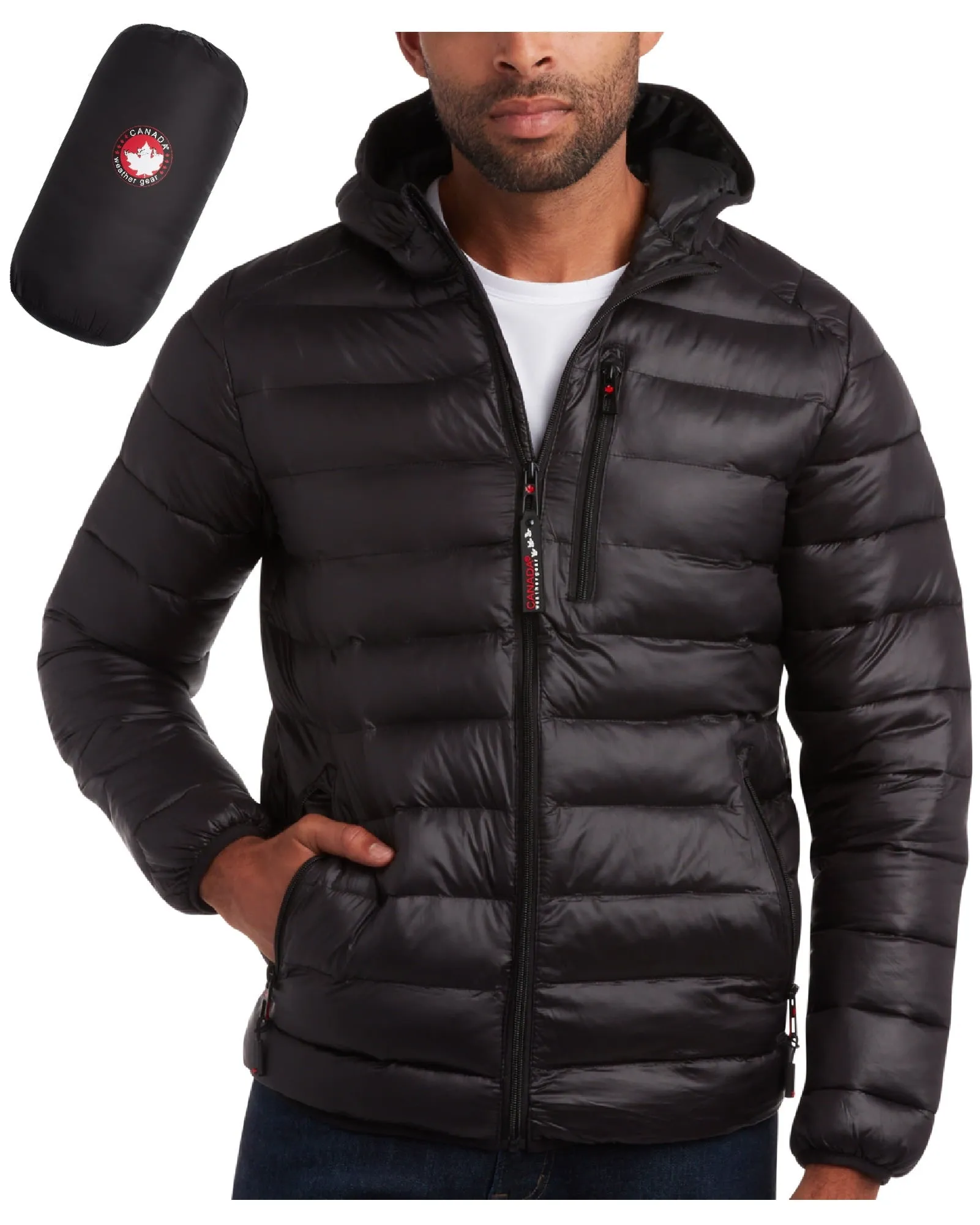 CANADA WEATHER GEAR Men's Puffer Jacket - Lightweight Nylon Packable Winter Coat for Men (M-XXL)