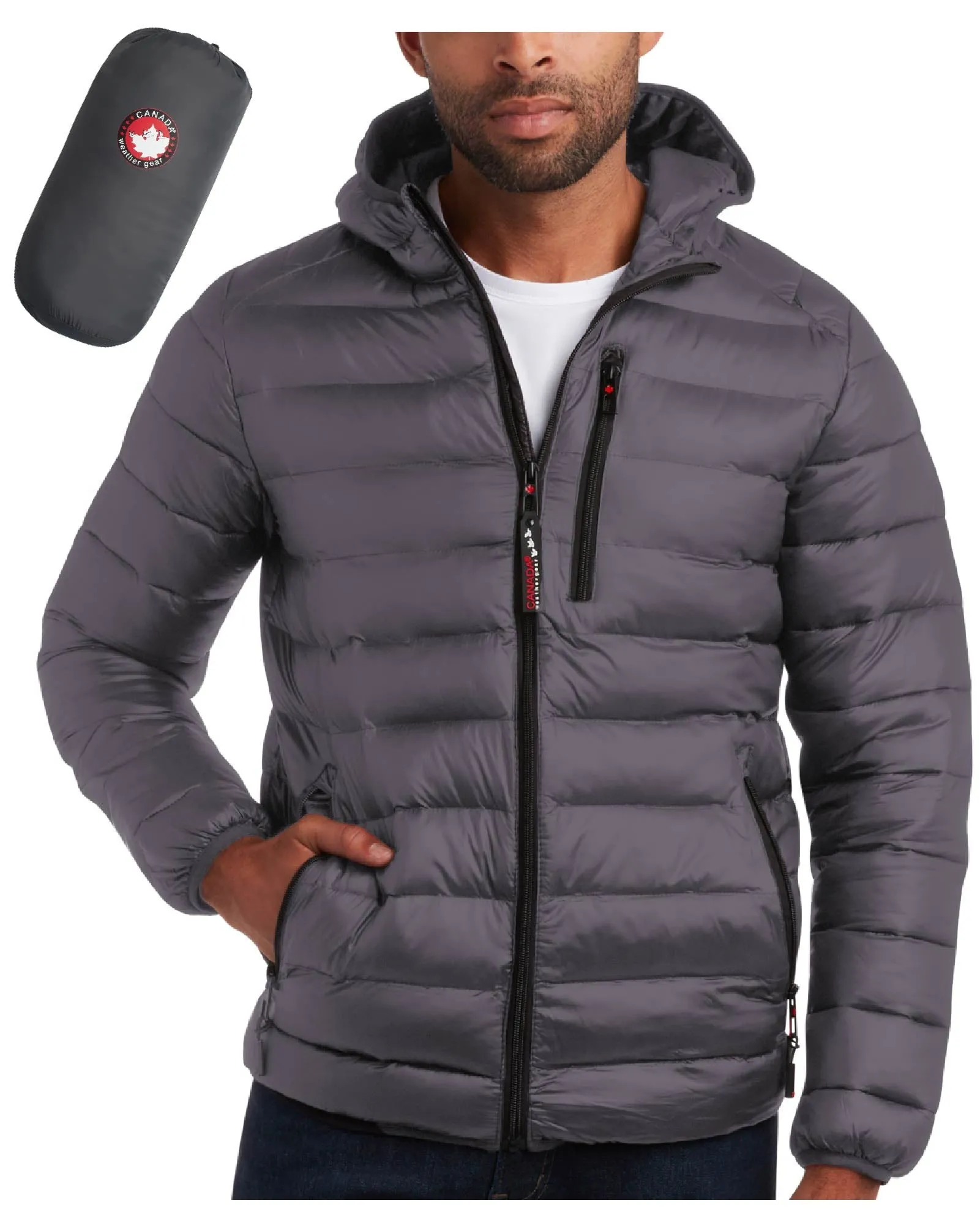 CANADA WEATHER GEAR Men's Puffer Jacket - Lightweight Nylon Packable Winter Coat for Men (M-XXL)