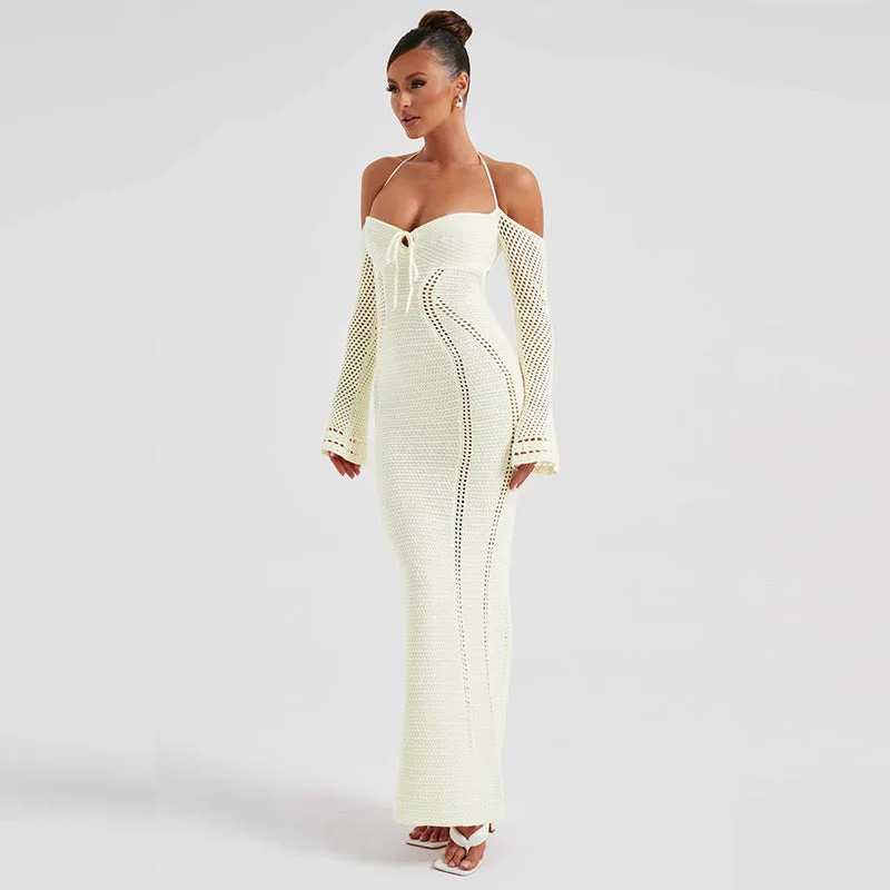 Carly Hollow Out Backless Knitted Sexy Maxi Dress