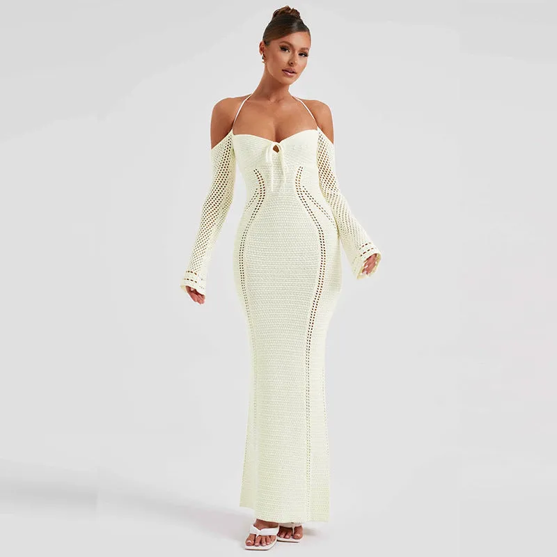 Carly Hollow Out Backless Knitted Sexy Maxi Dress