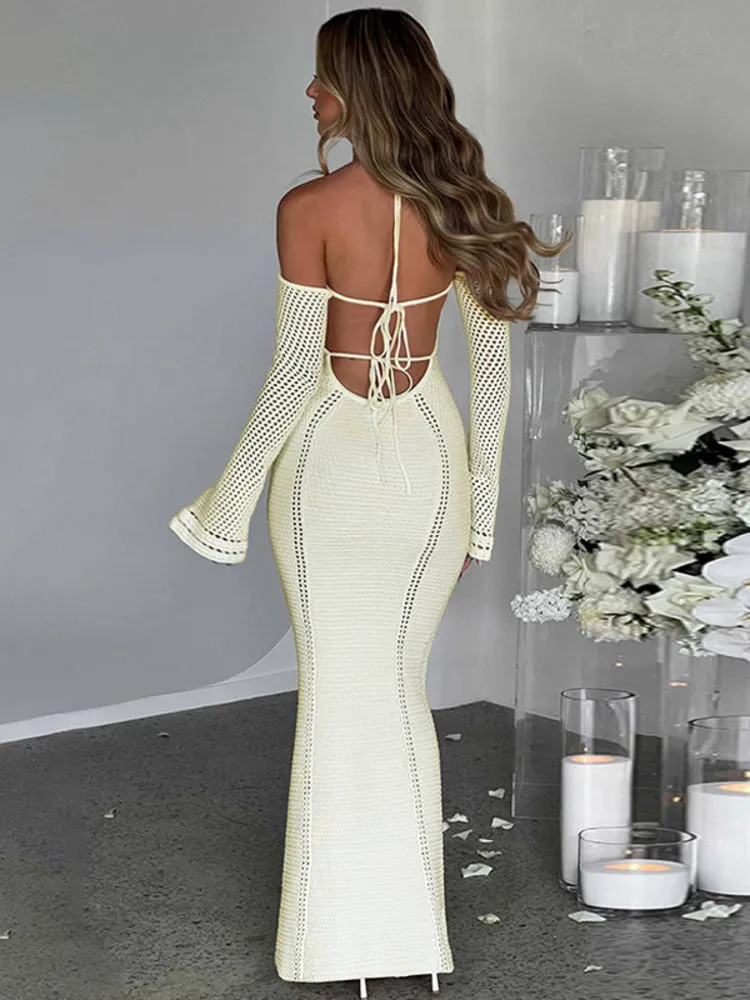 Carly Hollow Out Backless Knitted Sexy Maxi Dress