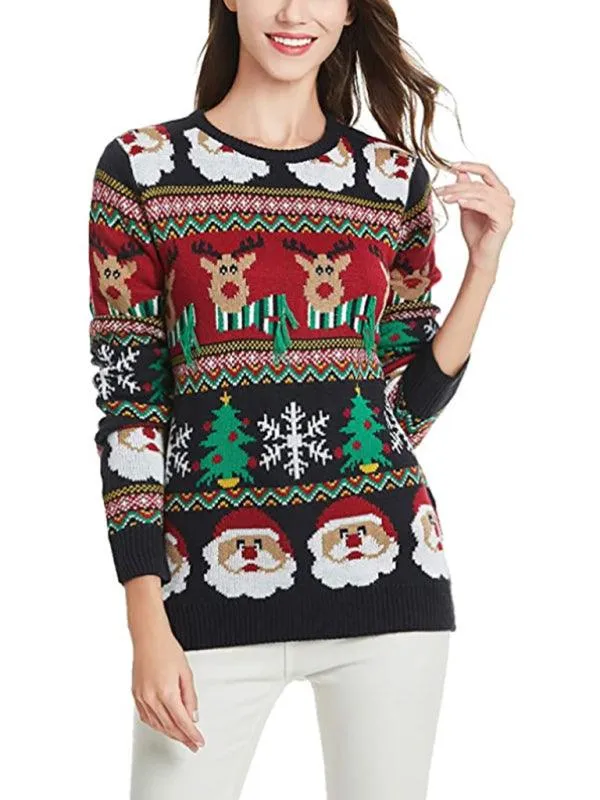 Chic Long Sleeve Christmas Sweater Set for Women - Perfect for Holiday Celebrations