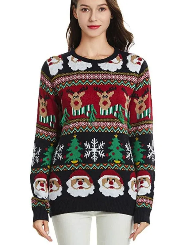 Chic Long Sleeve Christmas Sweater Set for Women - Perfect for Holiday Celebrations