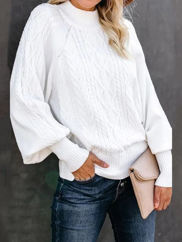 Chic Women's Cozy Twist-Detail Sweater with Mid Collar