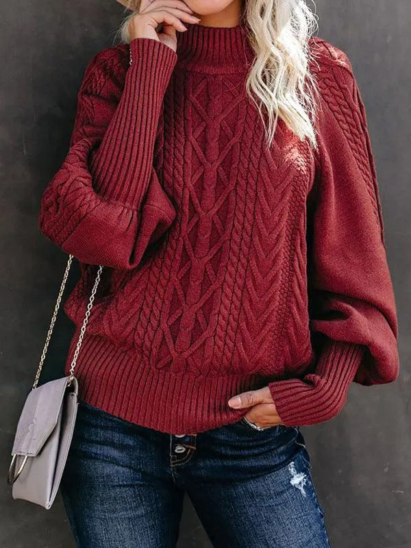 Chic Women's Cozy Twist-Detail Sweater with Mid Collar