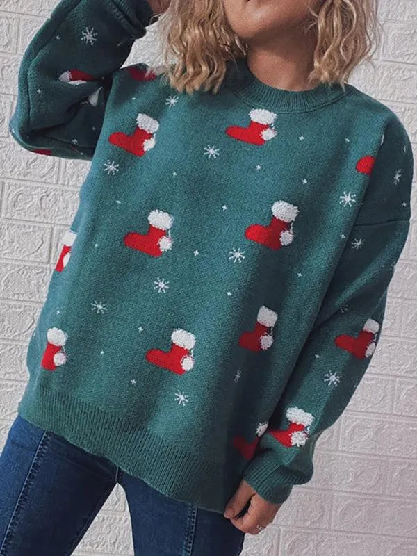 Cozy Festive Snowflake Sweater Set - Women's Winter Knitwear for Holiday Cheer