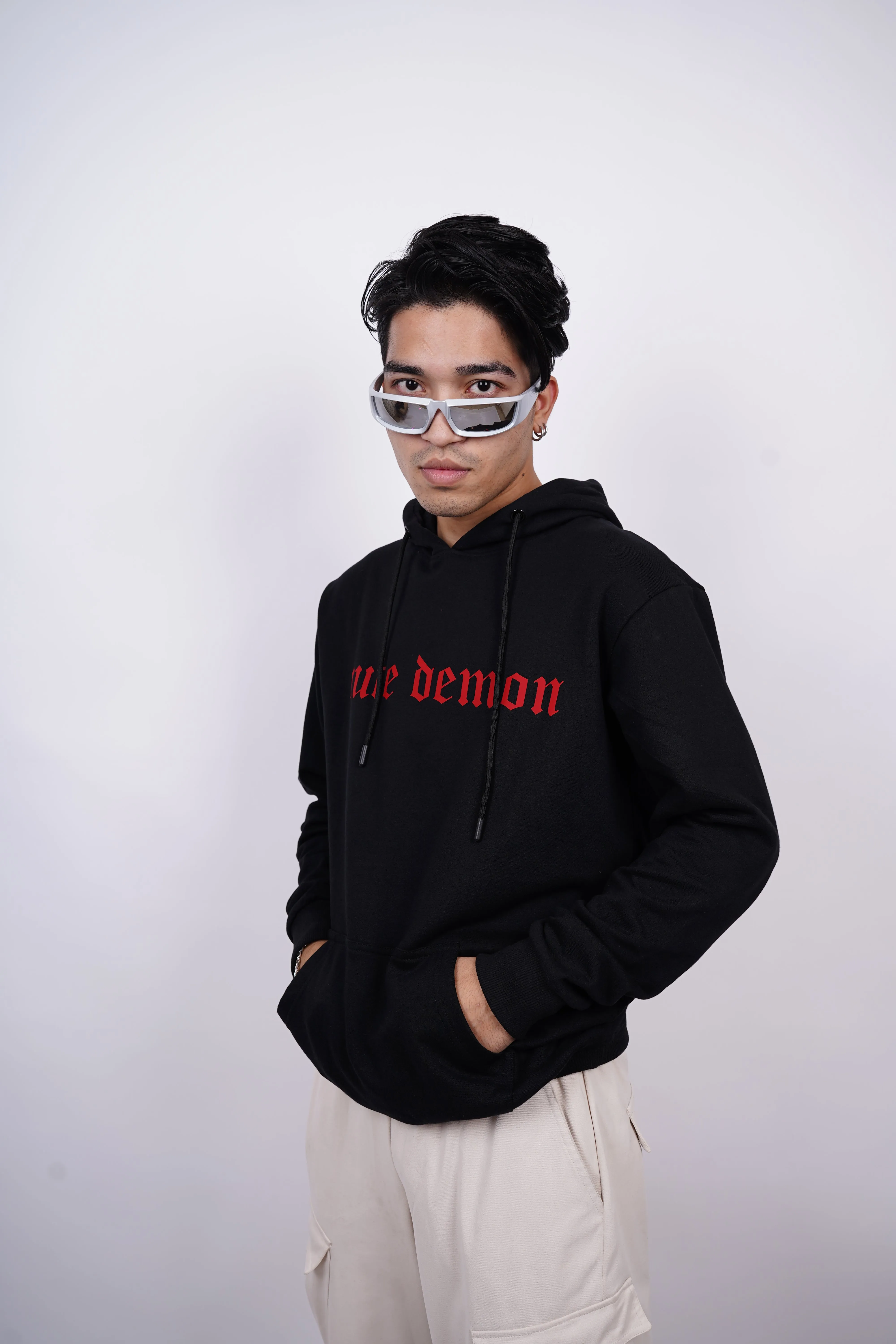 Cute Demon Relaxed fit Black Hoodie for Men By DemonWear