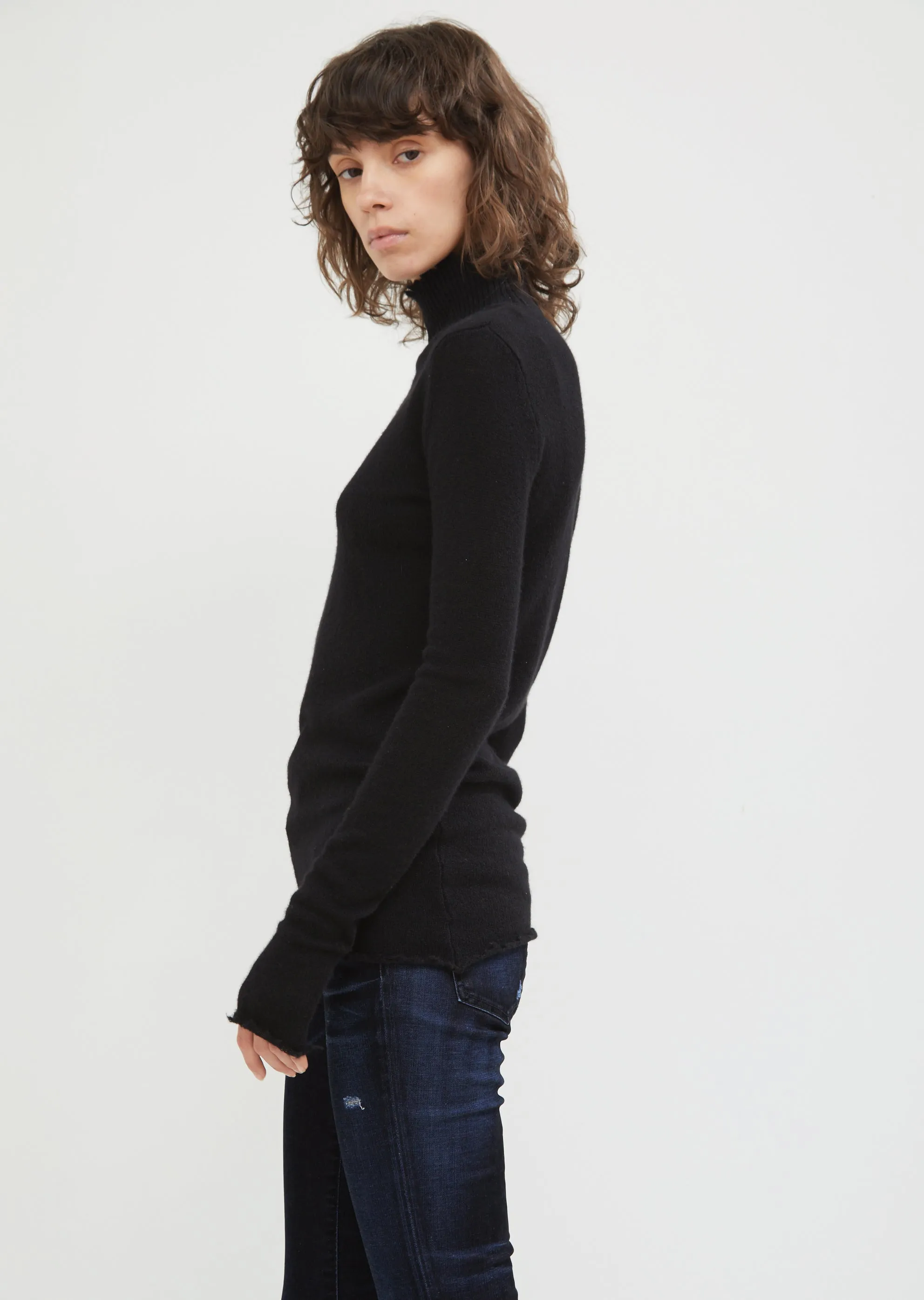 Distressed Skinny Turtleneck