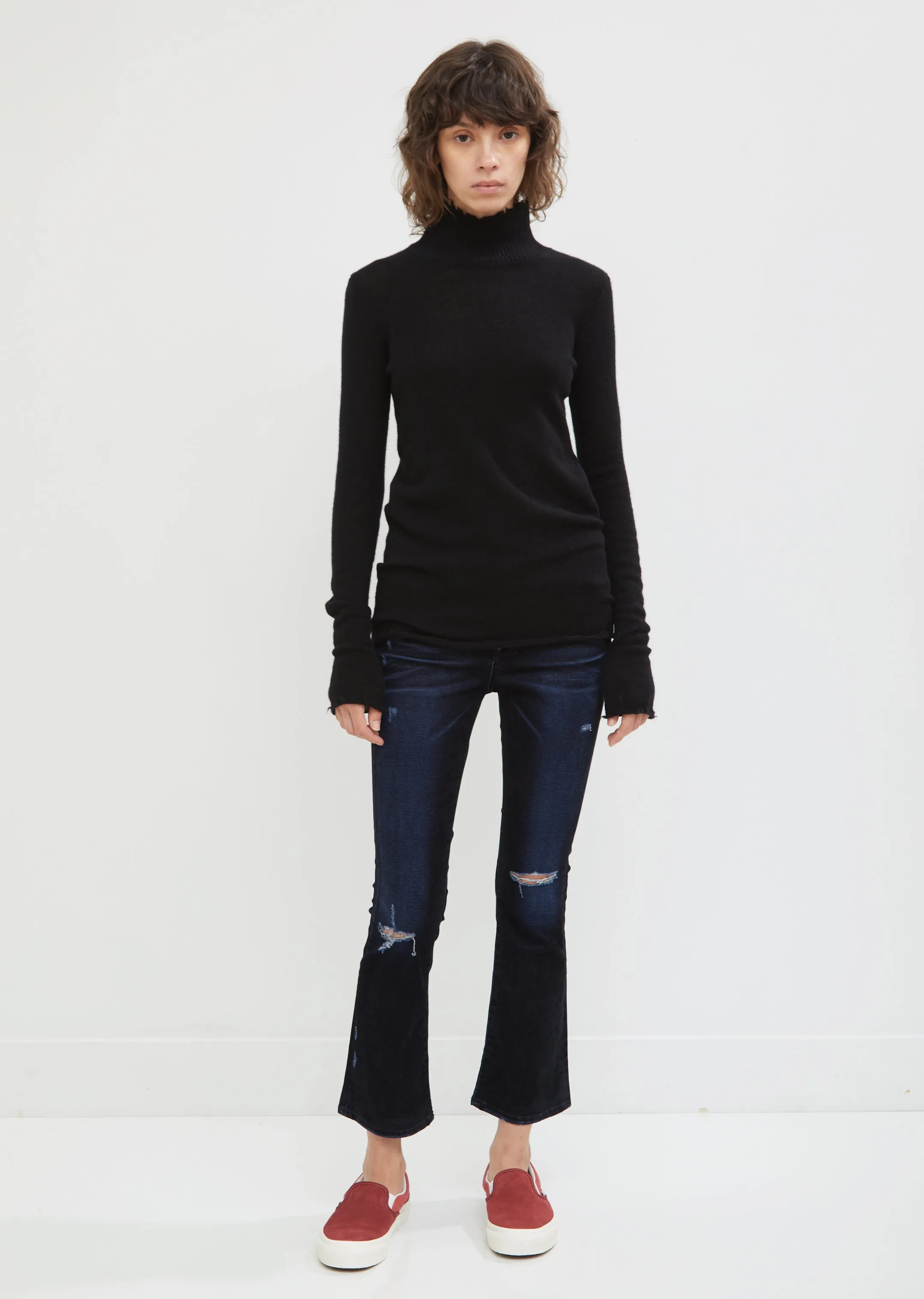 Distressed Skinny Turtleneck