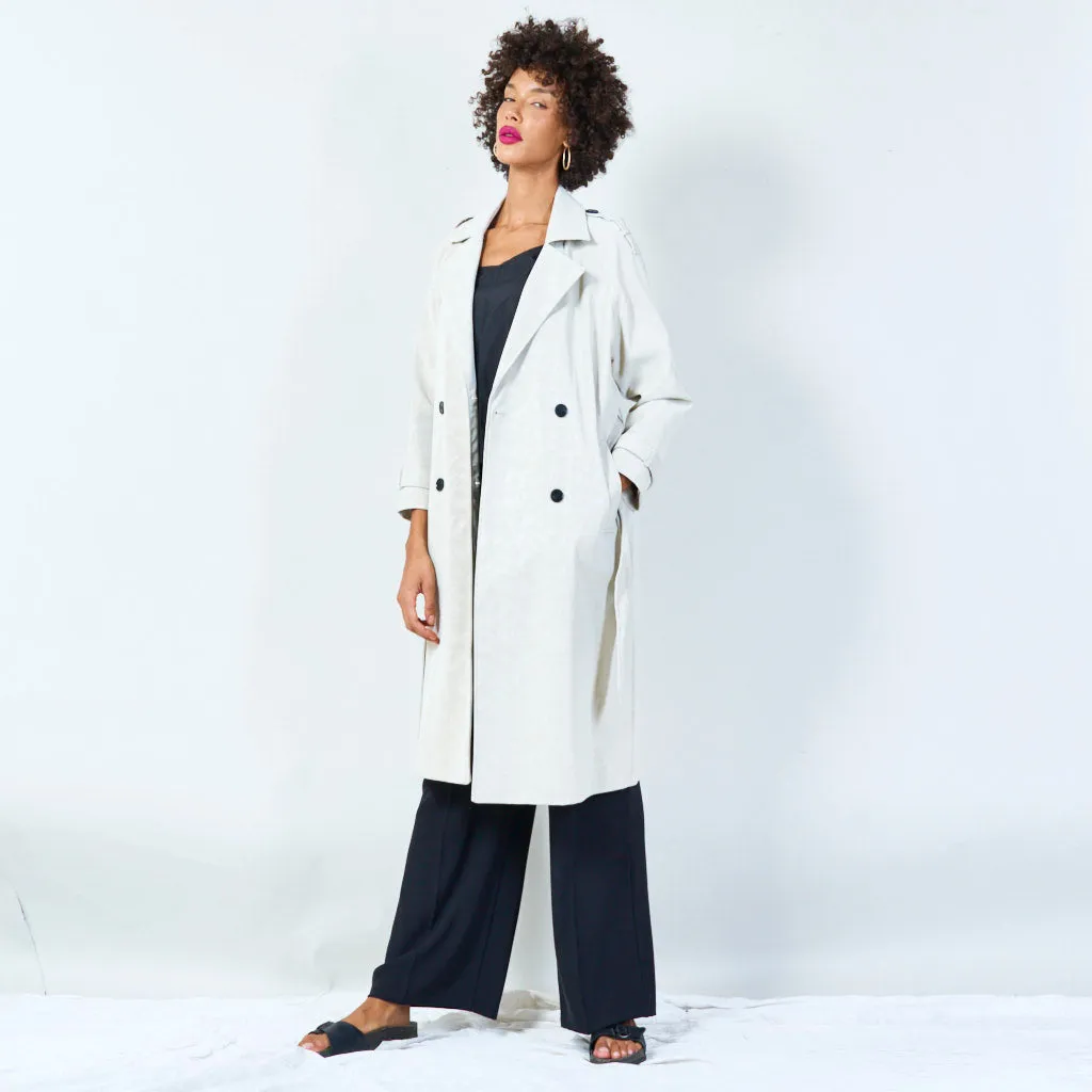 Double-breasted trench coat with belt wholesale