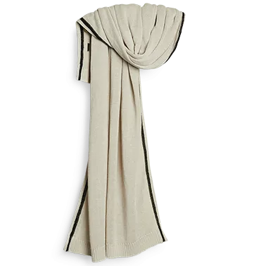 Fine Knit Linen Scarf - Cream