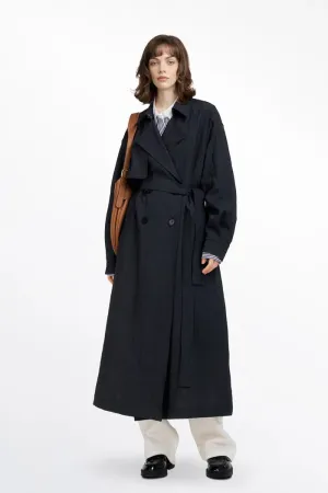 Gizele Detachable Belt Trench Coat in Linen Blend