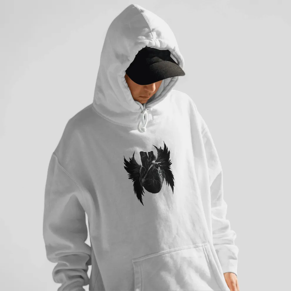 Heartless Relaxed fit White Hoodie For Men By Demon Wear