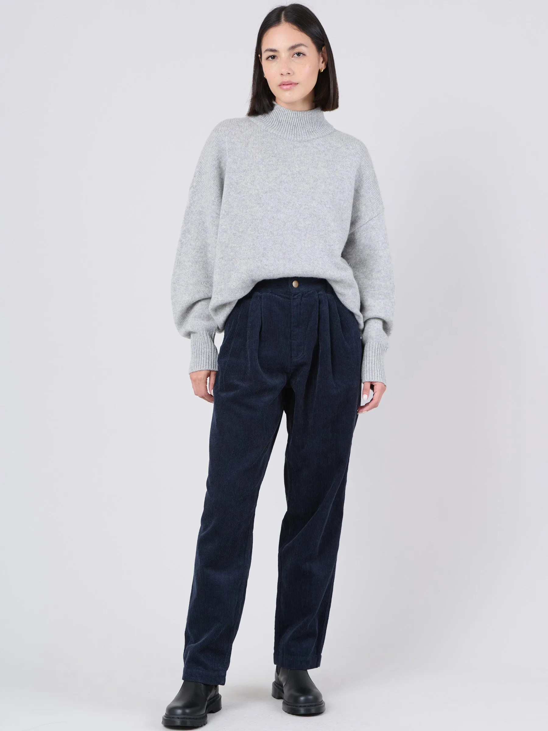 Hemp Organic Cotton Corduroy Front Pleats Trousers