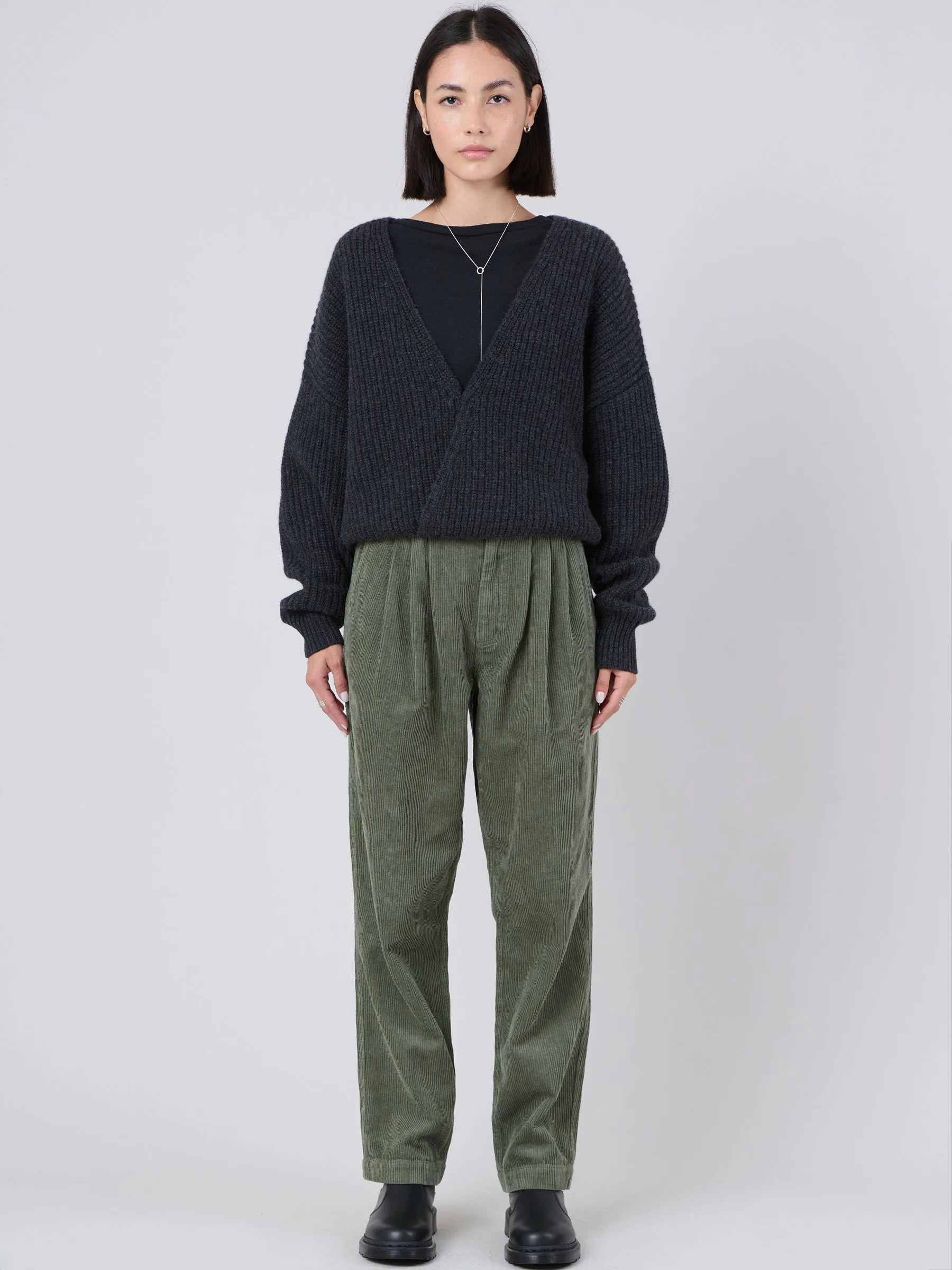 Hemp Organic Cotton Corduroy Front Pleats Trousers