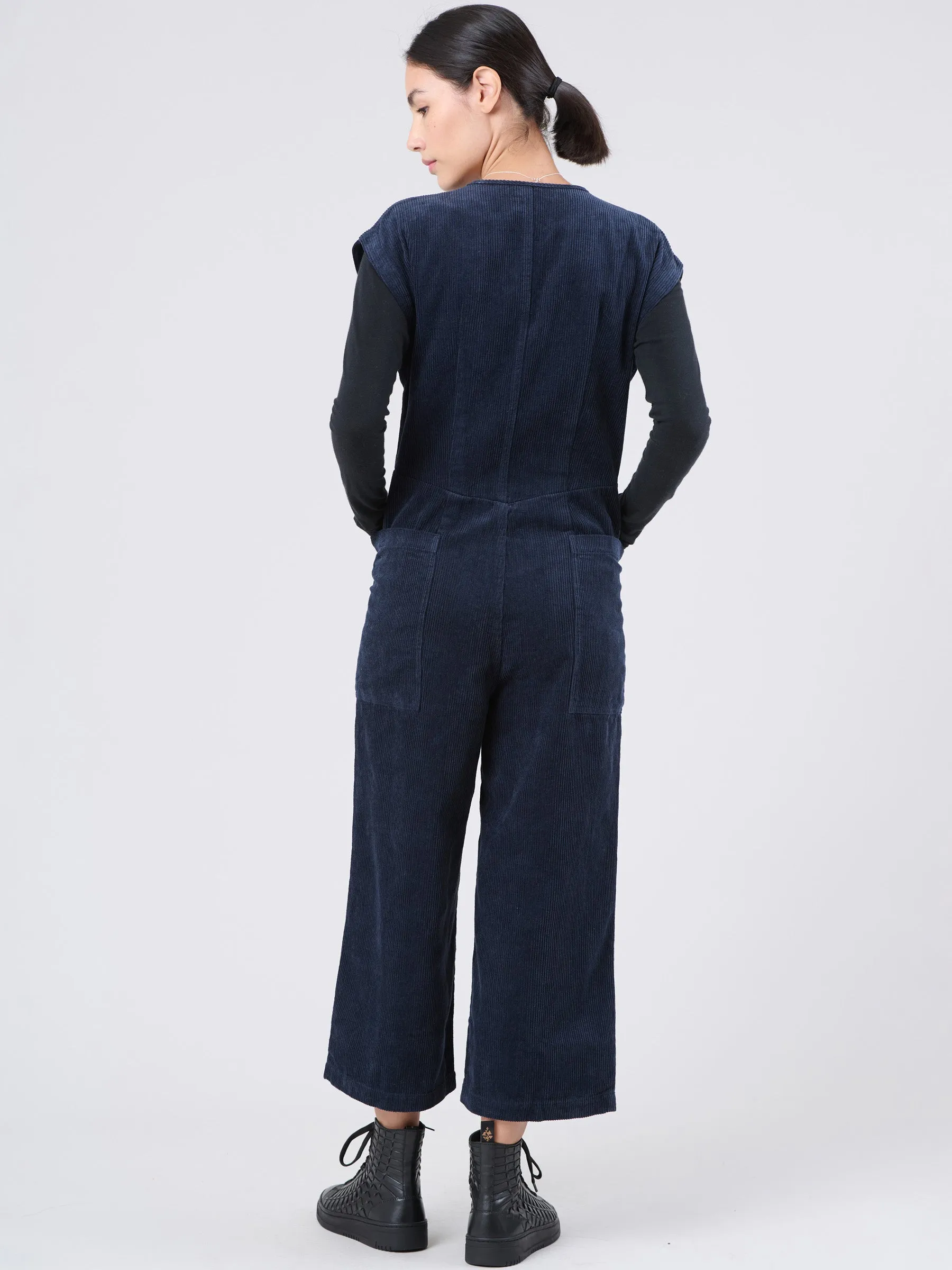 Hemp Organic Cotton Corduroy Jumpsuit with Patch Pockets