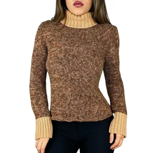 Honey Brown Chunky Knit Turtleneck (M)