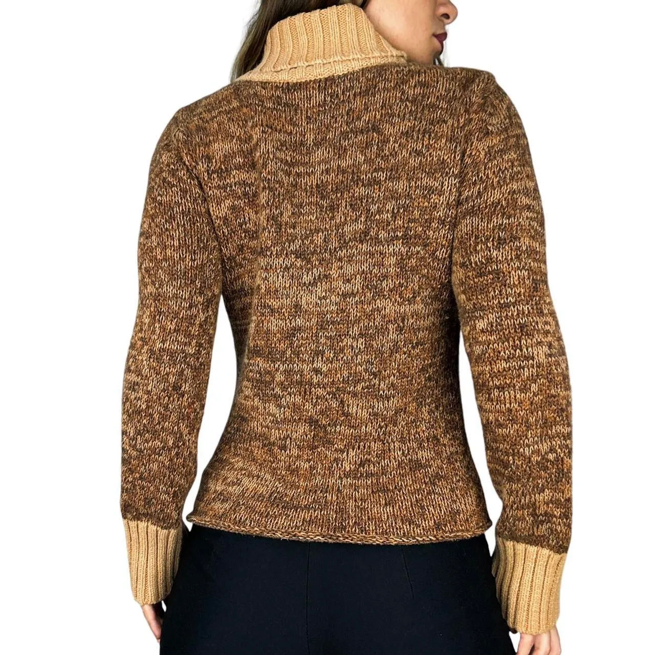 Honey Brown Chunky Knit Turtleneck (M)