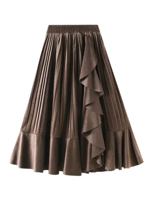 Irregular Ruffled Pleated Skirt