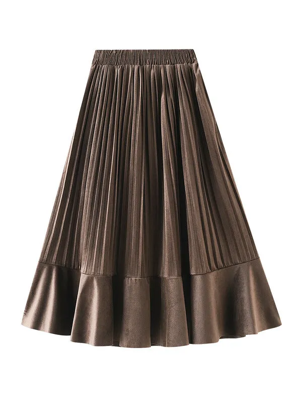 Irregular Ruffled Pleated Skirt