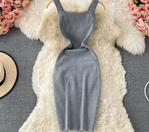 Knitted Sexy Strap body-con Dress