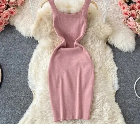 Knitted Sexy Strap body-con Dress