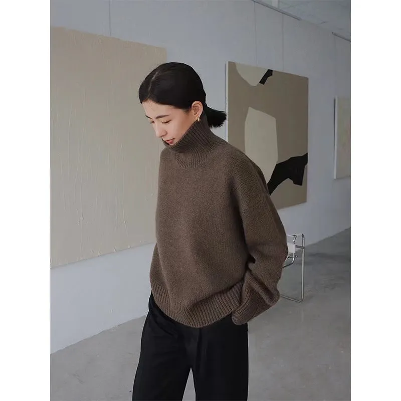 Knitted Turtleneck Sweater Casual Basic Pullover