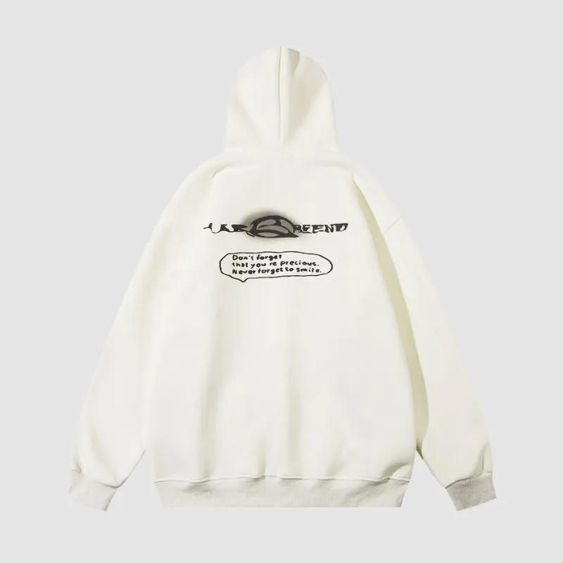 Line Person & Letter Printed Hoodies