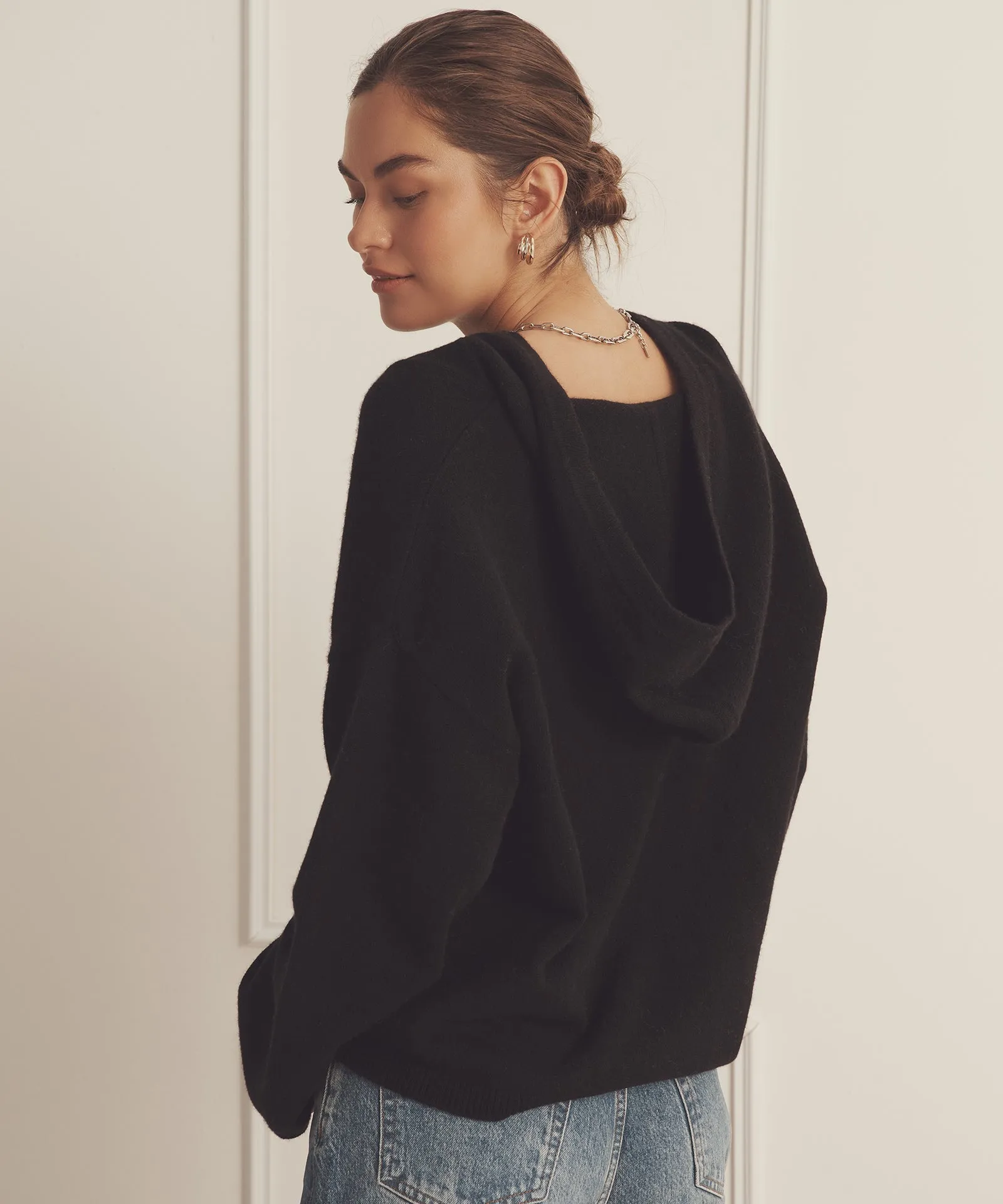 Luxe Cashmere Open Neck Hoodie