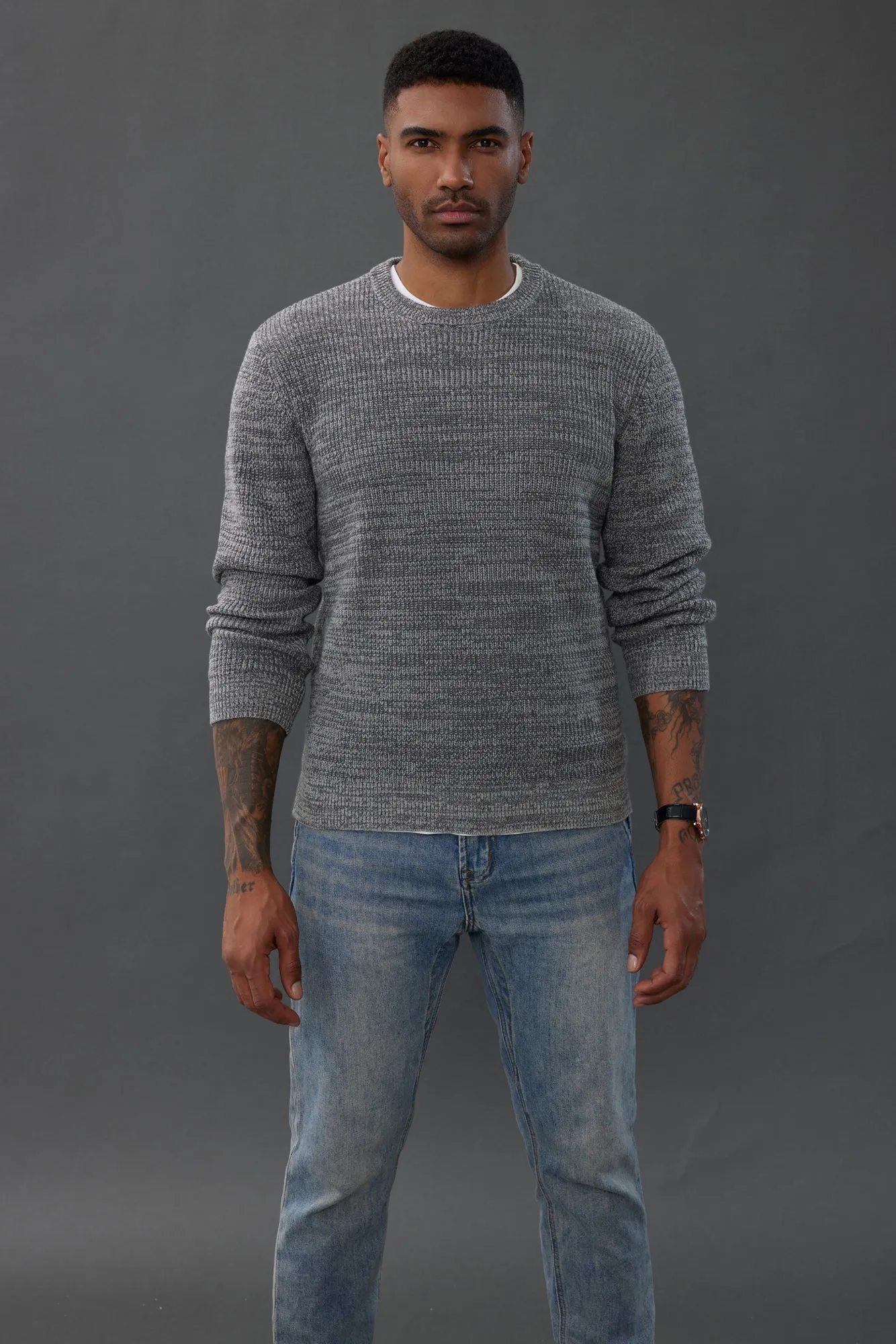 Men's Crewneck Sweater Long Sleeve Vintage Knitted Pullover