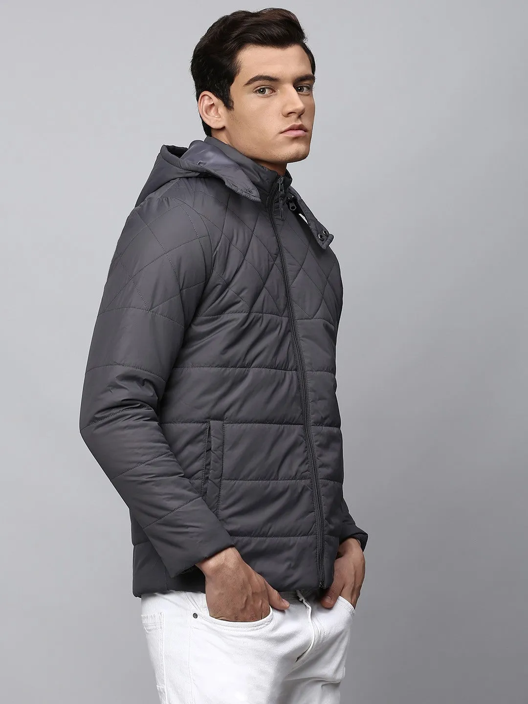 Mens Long-Sleeve Jacket - Lightweight Casual Winterwear  (Anthra)