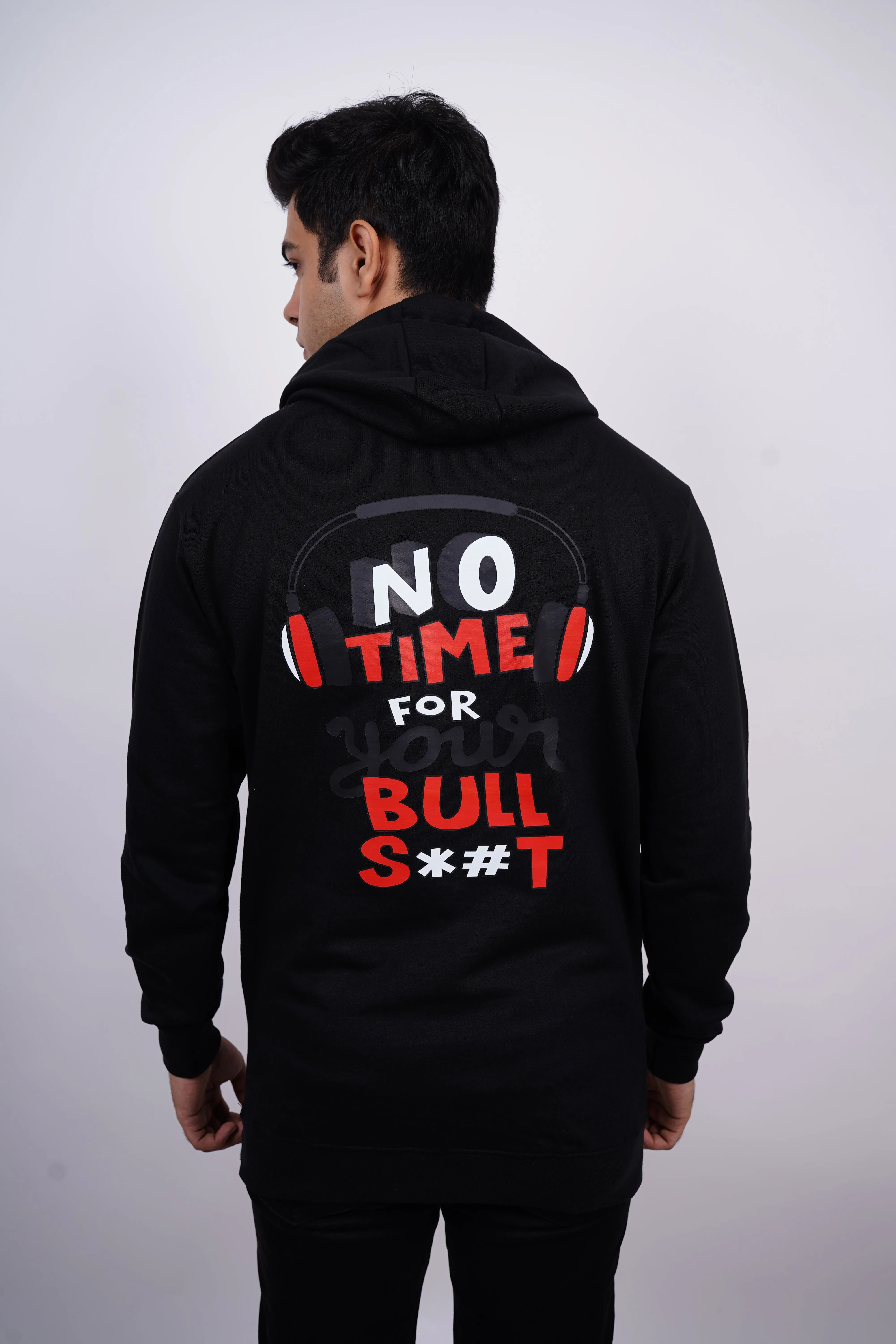 No Time For Your Relaxed fit Black Hoodie For Men By Demon Wear