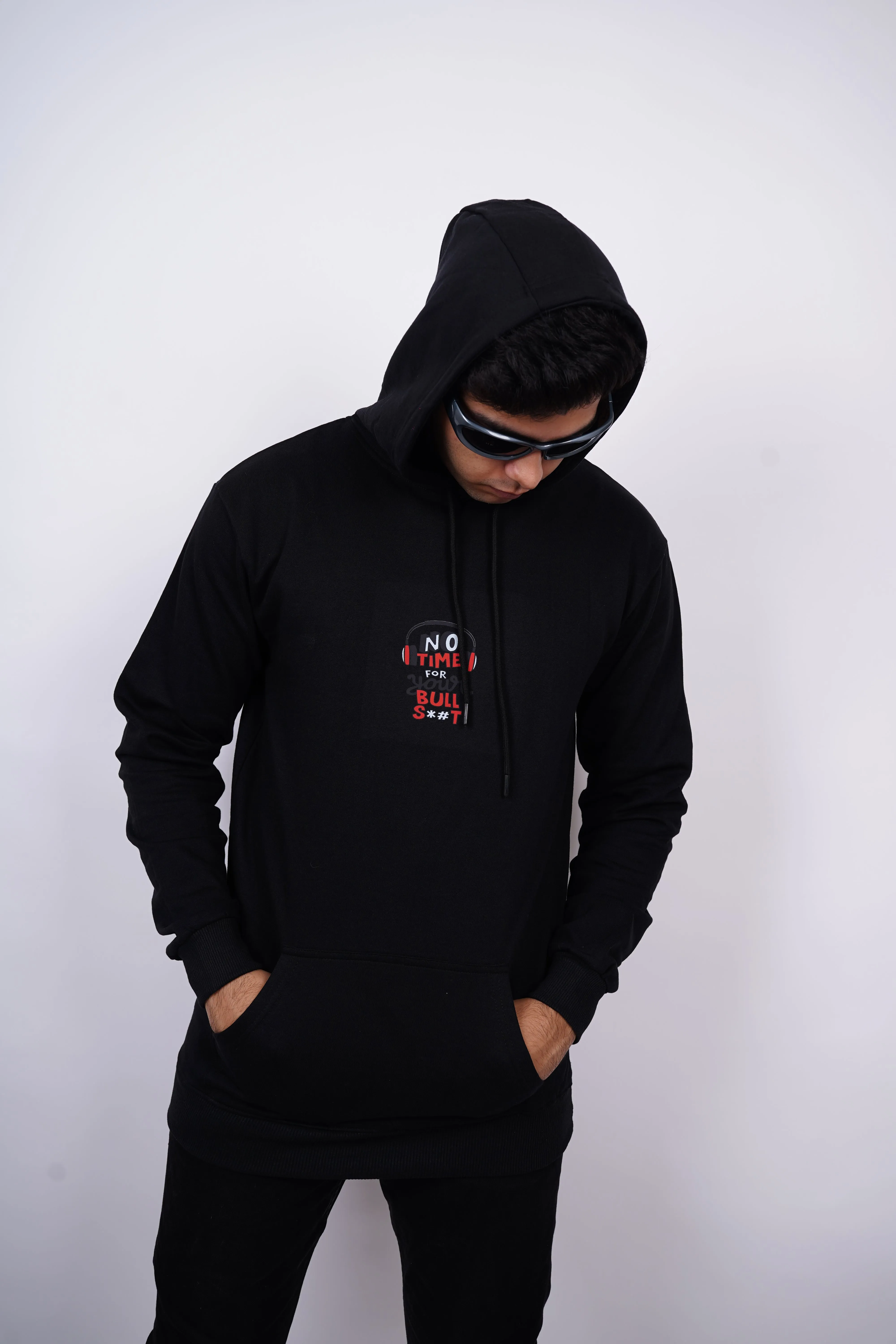 No Time For Your Relaxed fit Black Hoodie For Men By Demon Wear