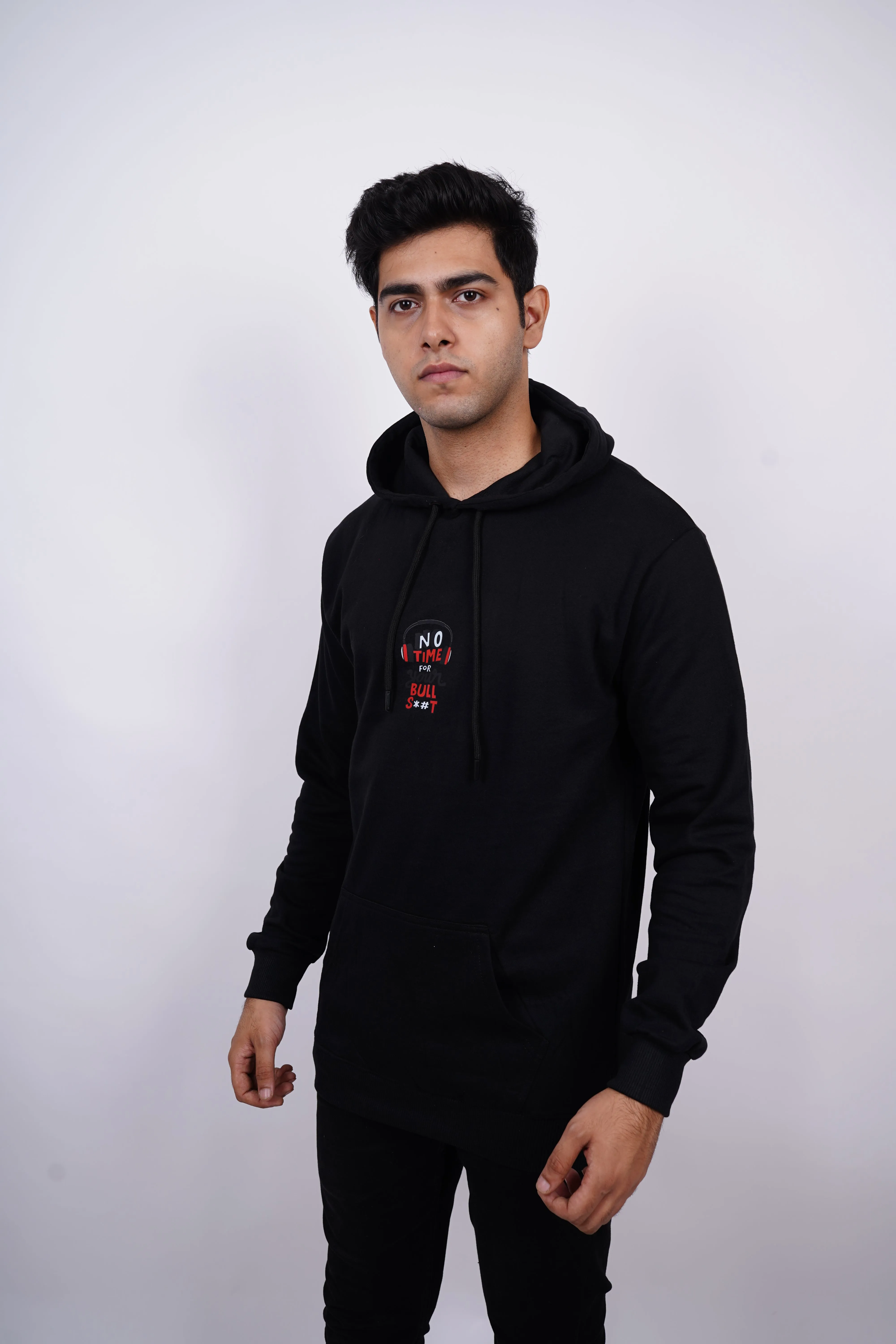 No Time For Your Relaxed fit Black Hoodie For Men By Demon Wear