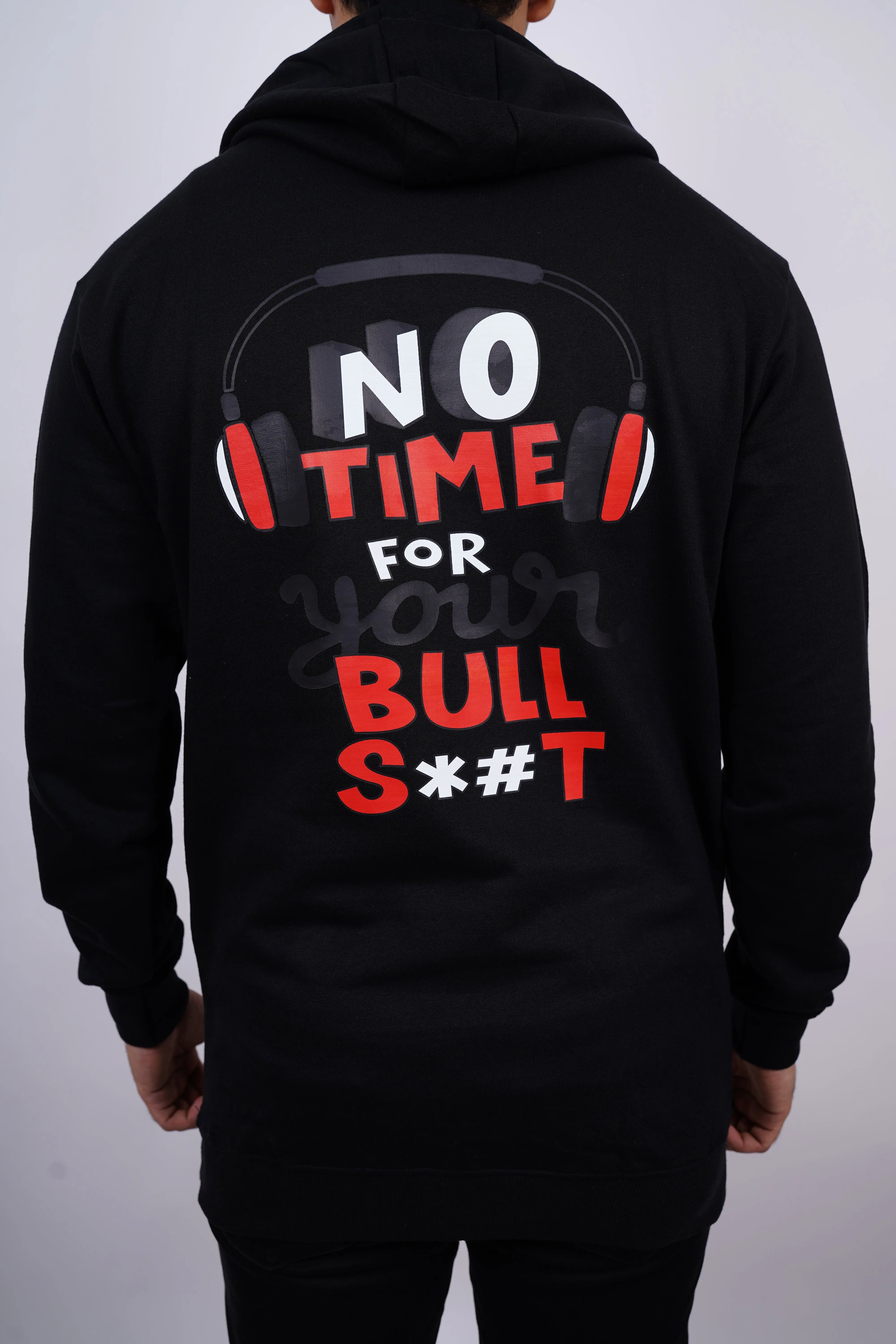 No Time For Your Relaxed fit Black Hoodie For Men By Demon Wear