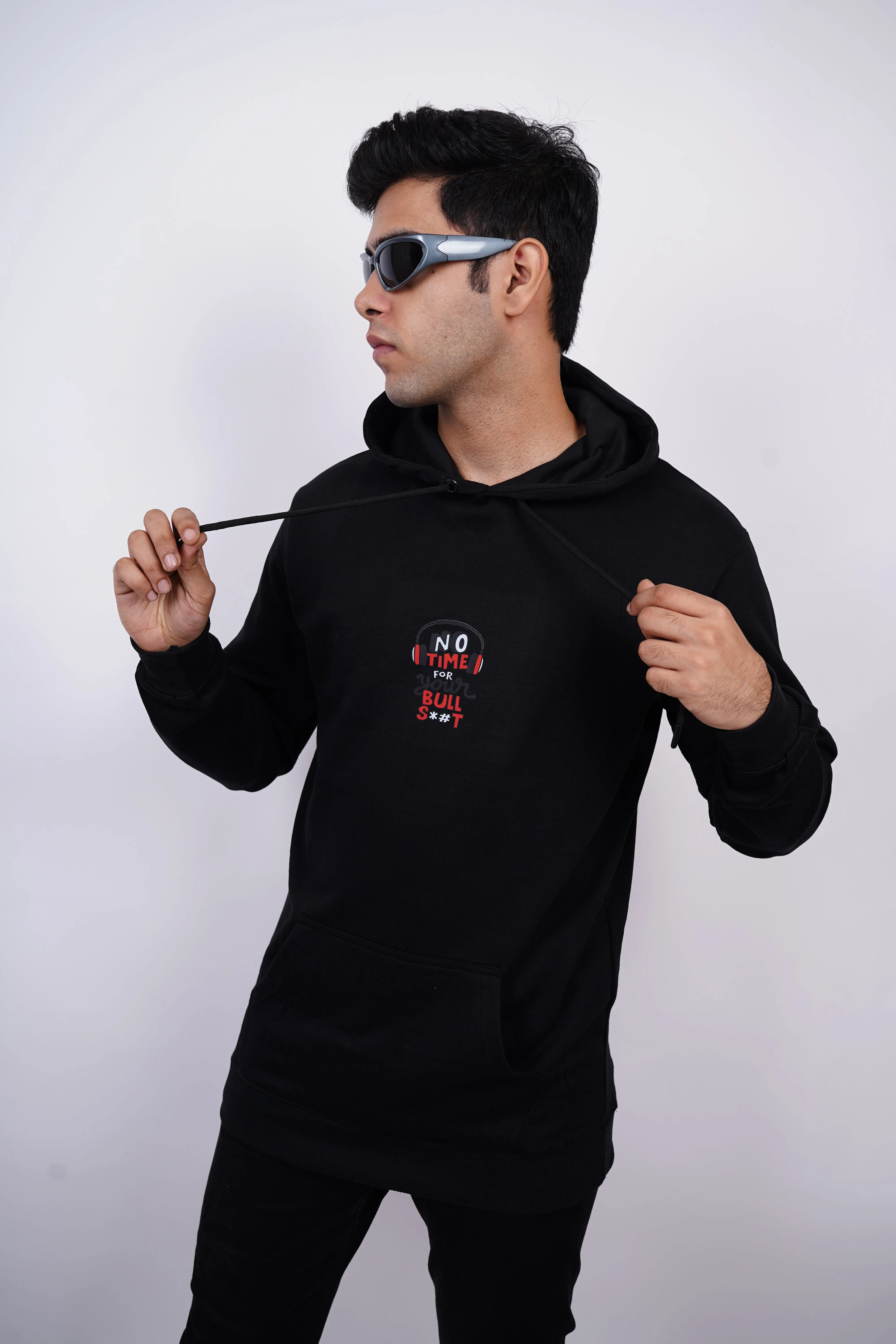 No Time For Your Relaxed fit Black Hoodie For Men By Demon Wear