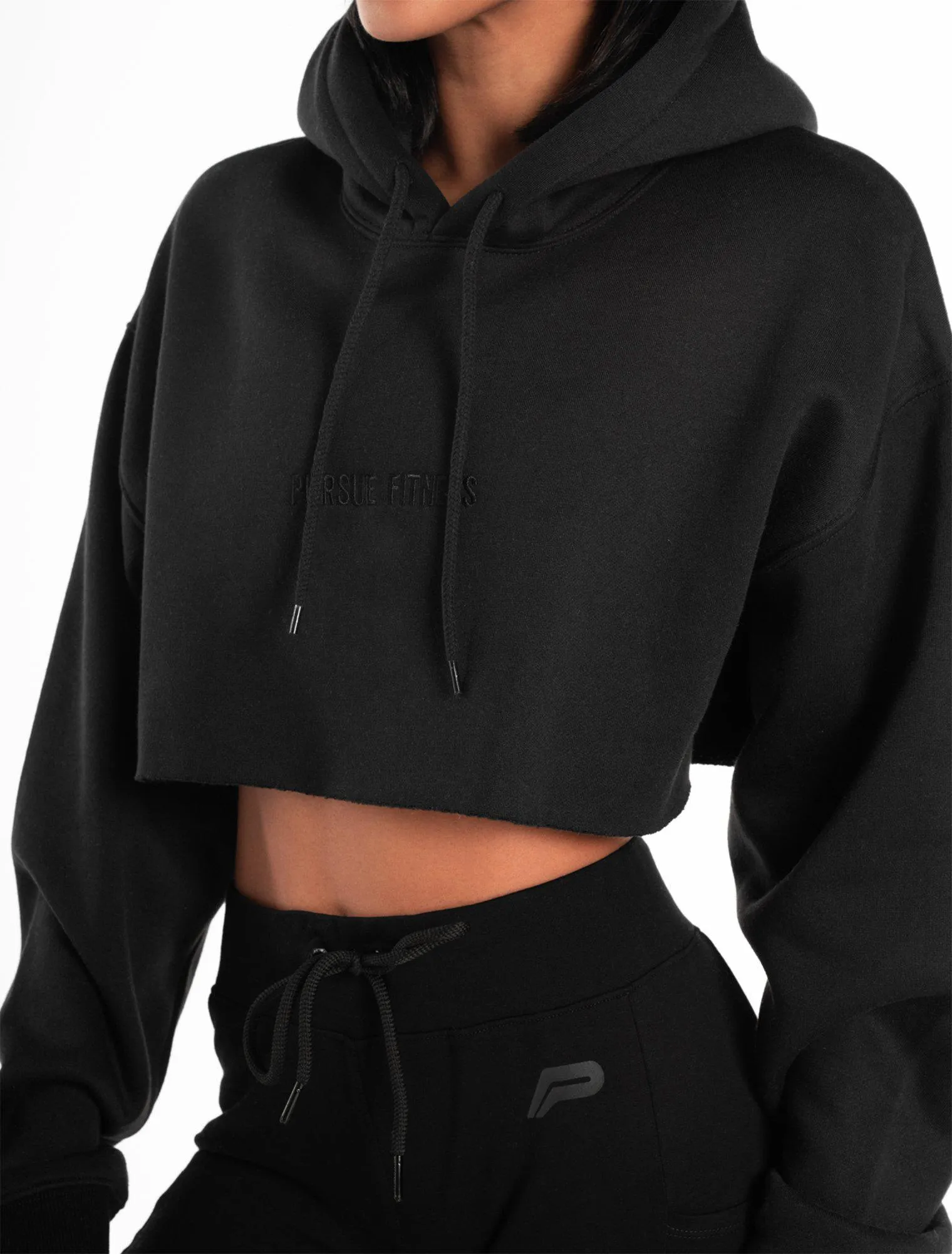 Oversized Crop Hoodie - Blackout