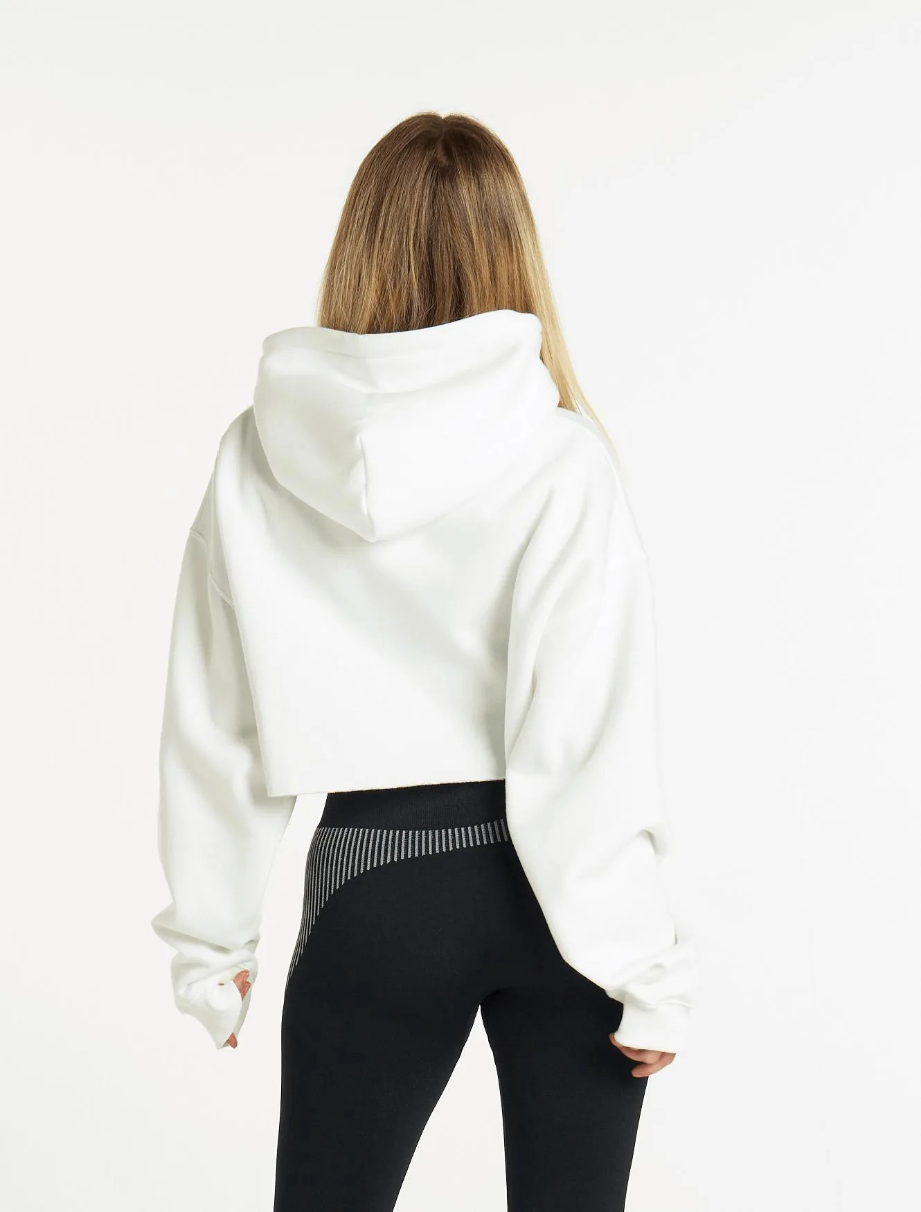 Oversized Crop Hoodie - Pure White