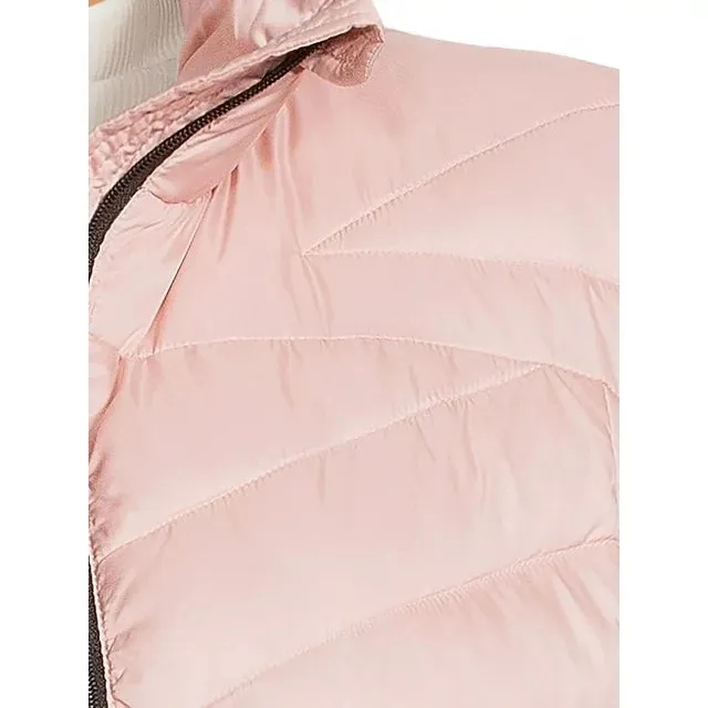 Plus Down Blend Chevron Quilted Puffer Vest Blush