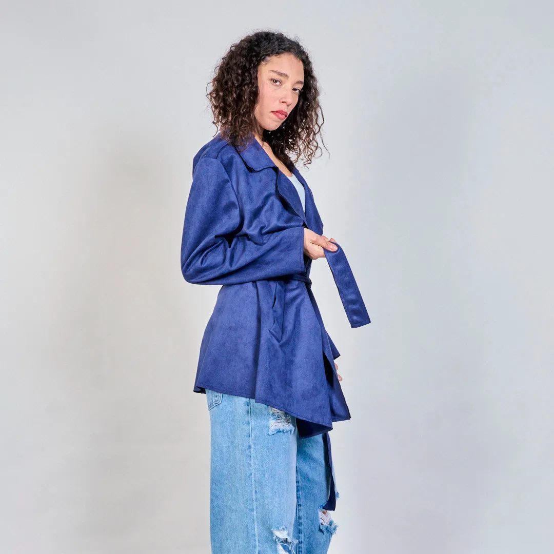 Suede belted trench jacket wholesale