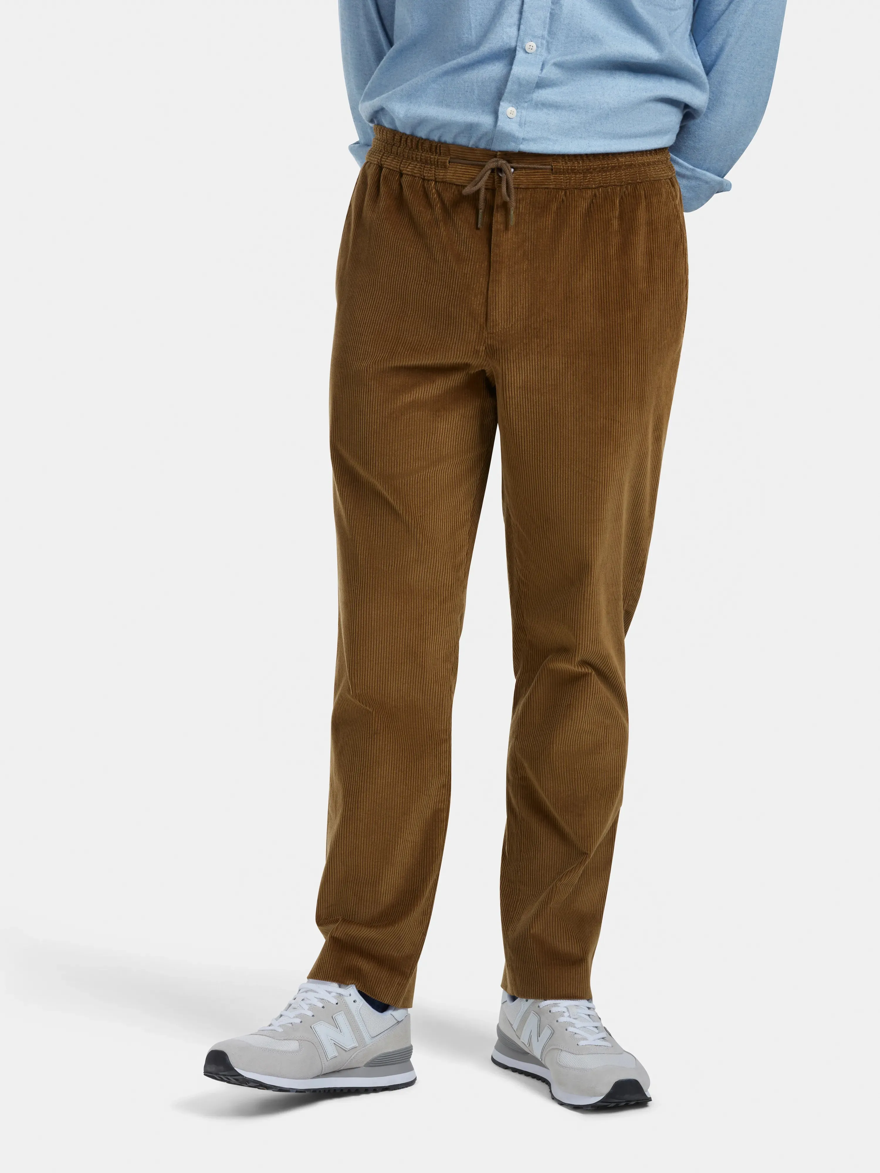 Tan Cotton-Corduroy Drawstring Trousers