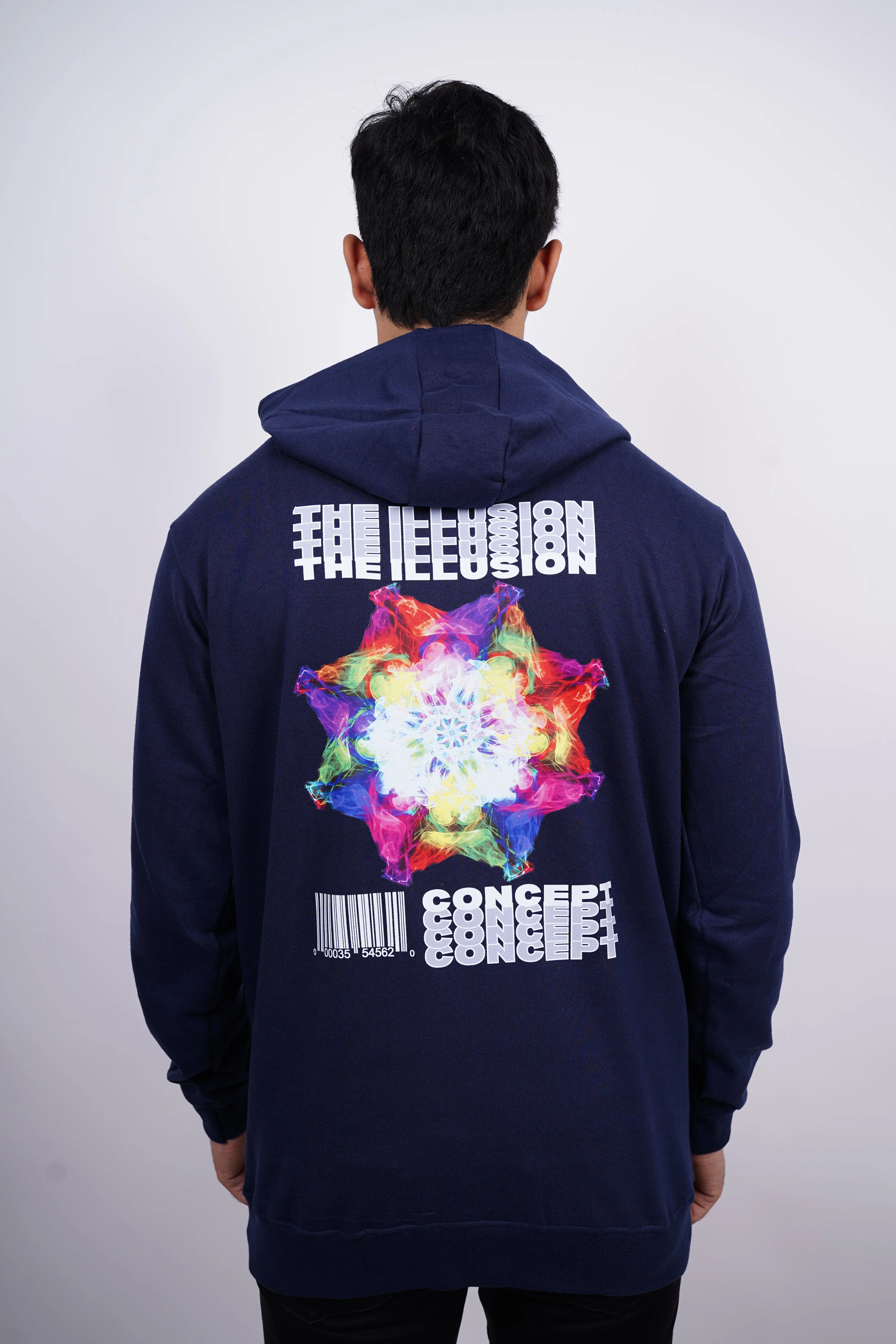 The Illusion Concept Relaxed fit Dark Heaven Blue Hoodie for Men By DemonWear