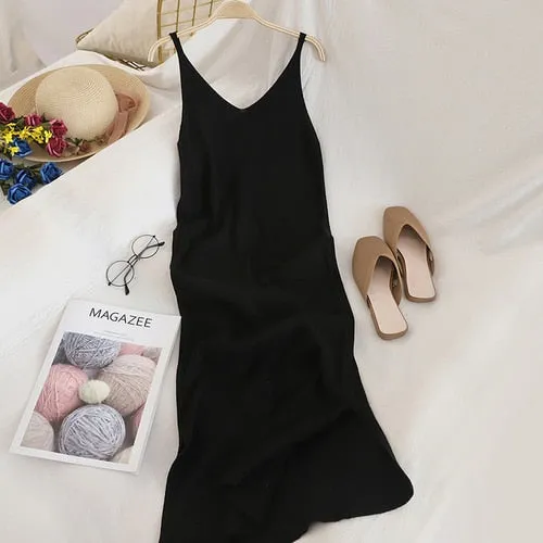 V-Neck Knitted Dress