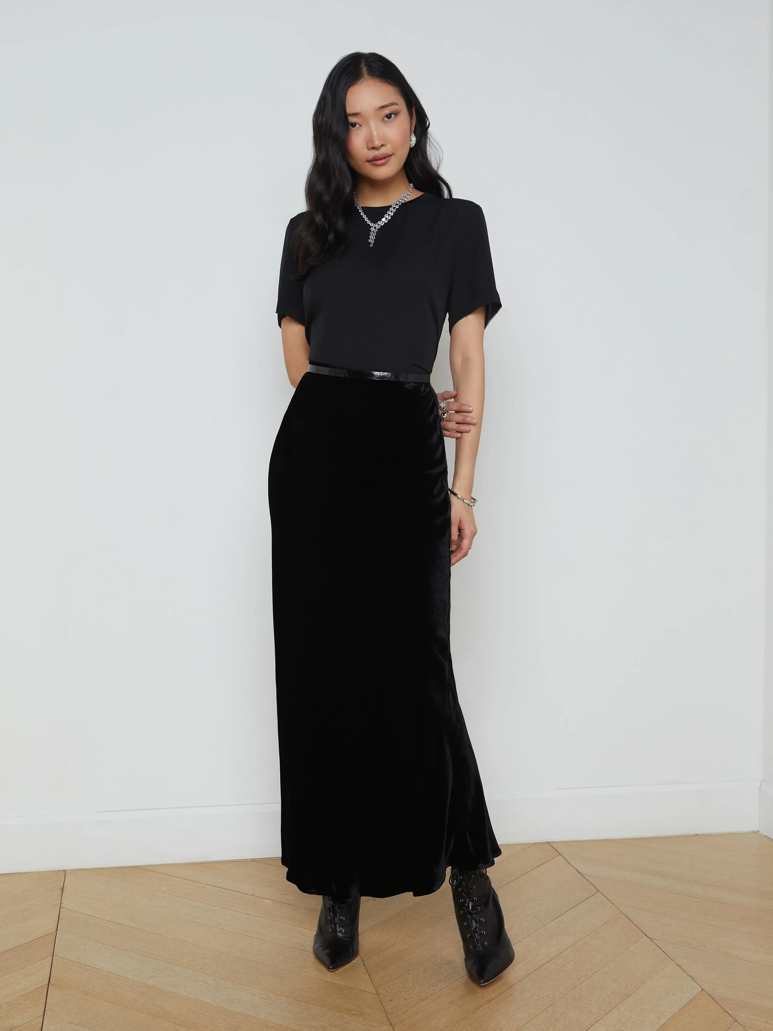 Zeta Velvet Maxi Skirt